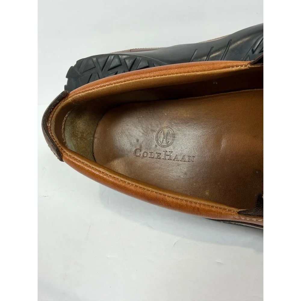 Cole Haan Mens‎ Tan Brown Leather Slip On Loafers Vibram Sole C03559 Size 12M